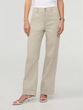DU/ER Nustrech HighRise Wide-Leg Pants in Sandstone